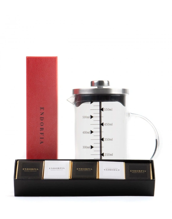 Borosilikat 600 Ml French Press ve Single Slim Mix Madlen Kırmızı