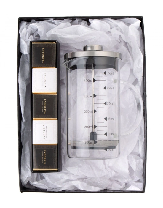 Borosilikat 600 Ml French Press ve Single Slim Mix Madlen Siyah