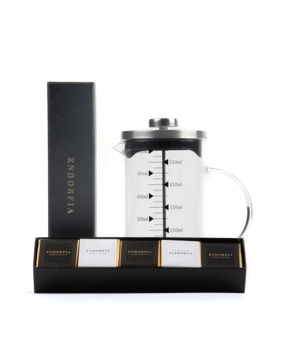 Borosilikat 600 Ml French Press ve Single Slim Mix Madlen Siyah