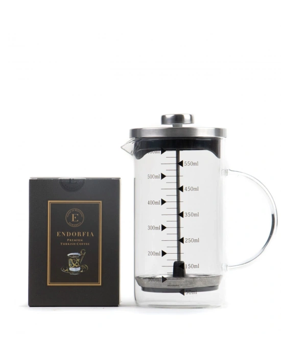 Borosilikat 600 Ml French Press ve Türk Kahvesi Siyah