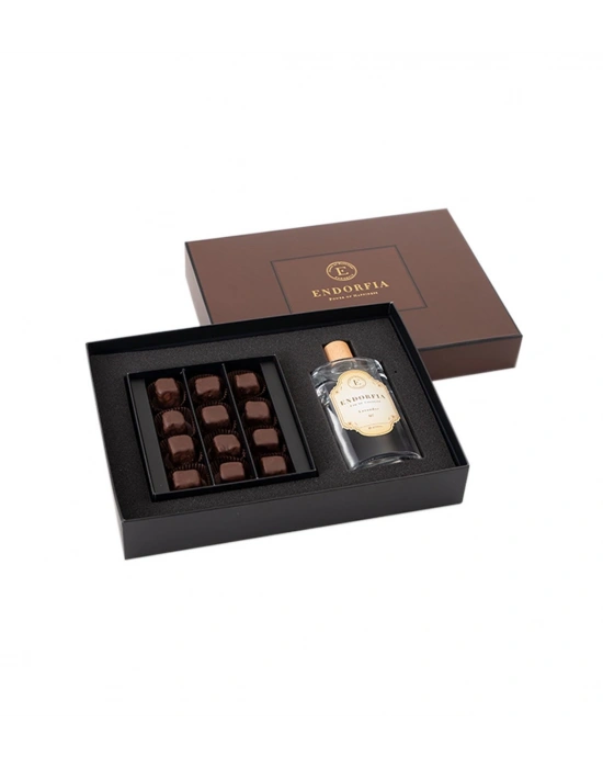 Double Premium Bitter Çikolata Kaplı Fıstıklı Lokum & Kolonya - Kahverengi
