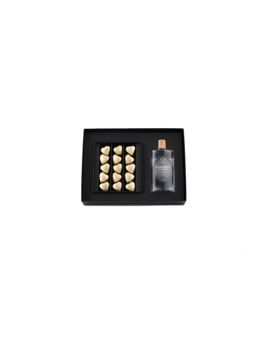 Double Premium Fıstıklı Kalp Çikolata & Kolonya Gold-Beyaz