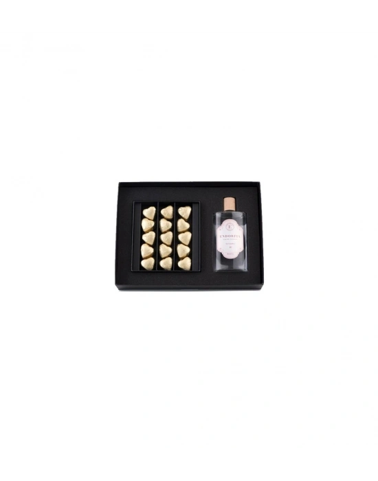 Double Premium Fıstıklı Kalp Çikolata & Kolonya Gold-Pembe
