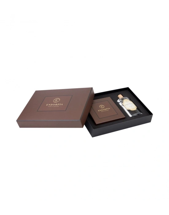 Double Premium Fıstıklı Kalp Çikolata & Kolonya Kırmızı-Gold-Kahverengi