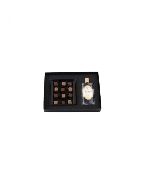 Double Premium Mix Çikolata Kaplı Fıstıklı Lokum & Kolonya - Kahverengi