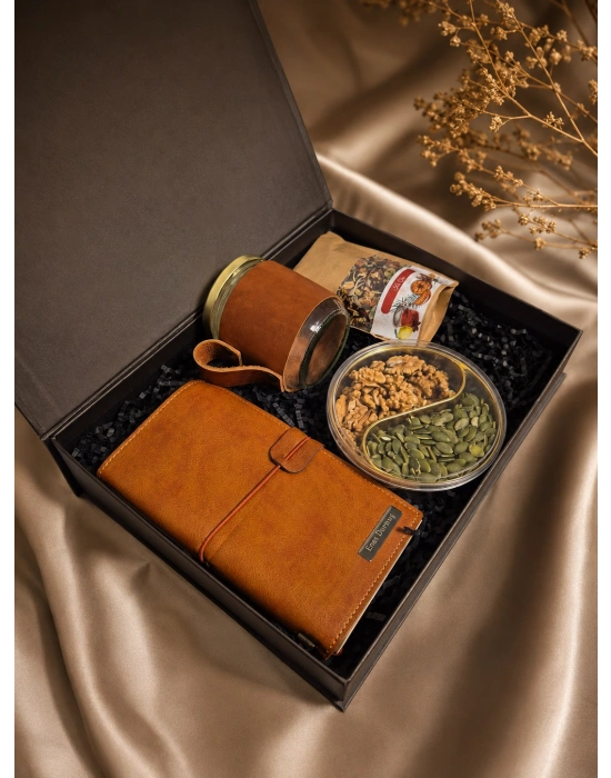 Endorfia Vintage Collection Premium Hediye Kutusu | Kış Çayı, Deri Kavanoz Kupa ve Doğal Atıştırmalık Seti