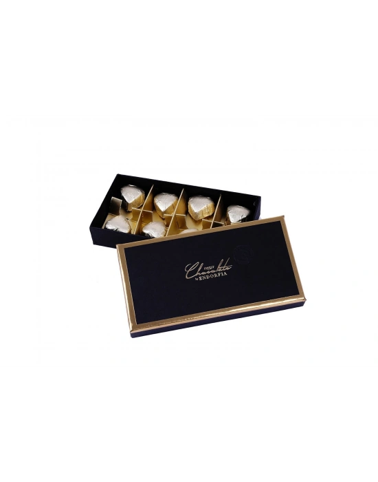 Fıstıklı Kalp Çikolata Gold Yılbaşı Kutusu - Yılbaşı Çikolatası – Siyah