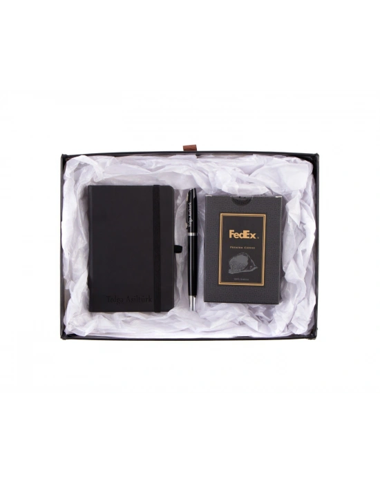 Hediye Kutusu Premium Kahve Termoderi Defter- Metal Roller Kalem - Öğretmenler Günü Hediyesi