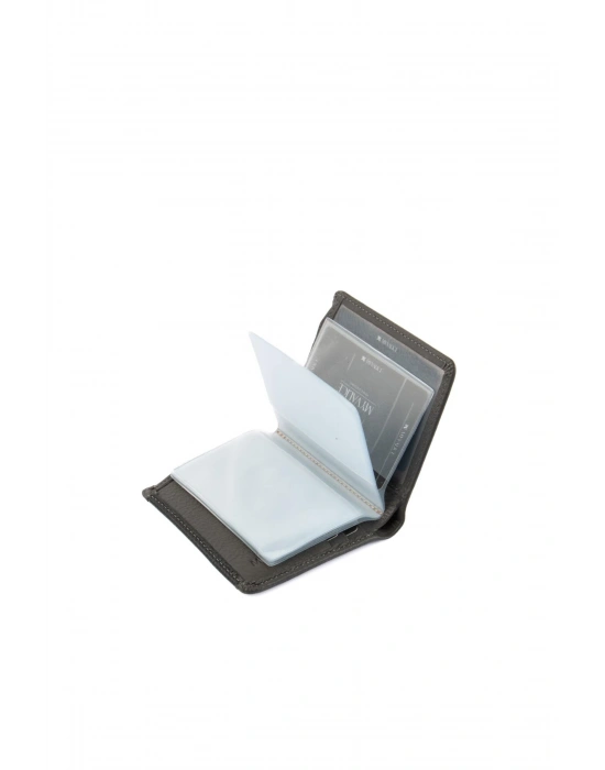 Kişiye Özel Hakiki Deri Cüzdan Gri-Metal Roller Kalem-Deri Anahtarlık-Sprey Kolonya 50 ml 801
