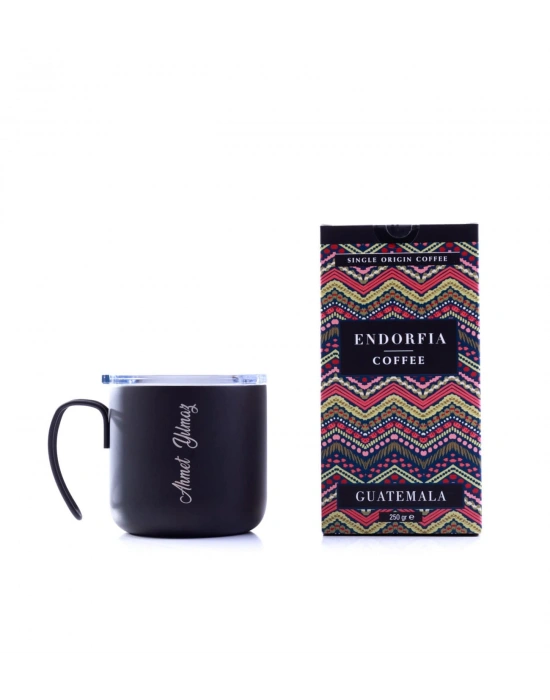 Kişiye Özel Hediyelik Çelik Kupa Bardak & Guatemala Kahve Seti