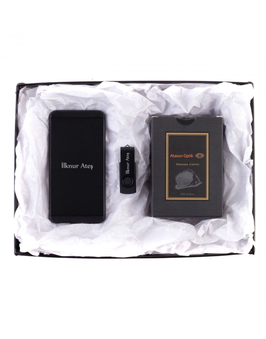 Kişiye Özel İsimli Powerbank Metal USB Siyah - Premium Kahve - Teknolojik Hediyeler