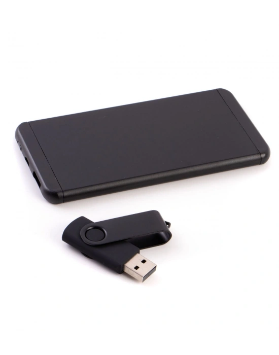 Kişiye Özel İsimli Powerbank Metal USB Siyah - Premium Kahve - Teknolojik Hediyeler