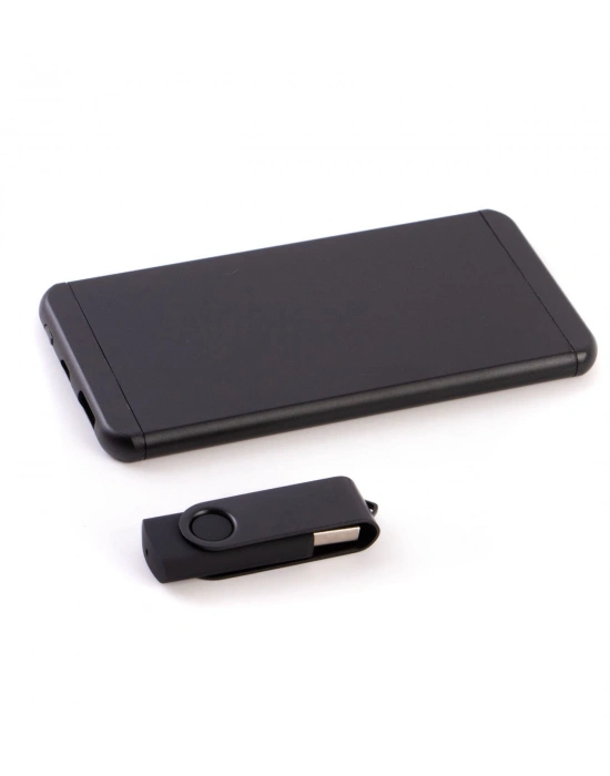 Kişiye Özel İsimli Powerbank Metal USB Siyah - Premium Kahve - Teknolojik Hediyeler