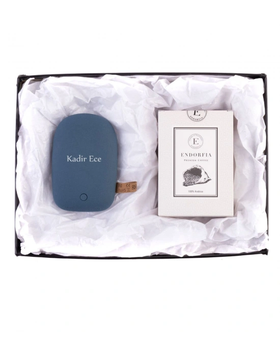 Kişiye Özel Power Bank Lacivert (Taş Powerbank) Premium Kahve