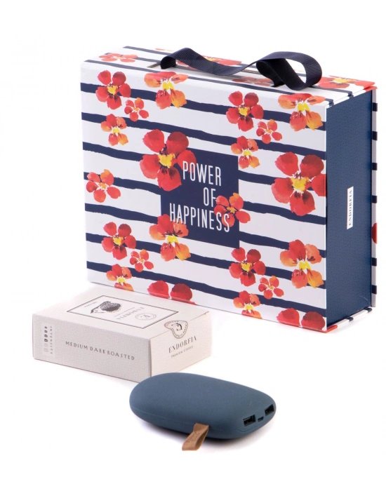 Kişiye Özel Power Bank Lacivert (Taş Powerbank) Premium Kahve
