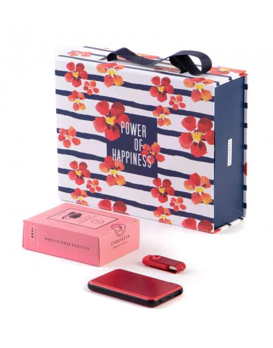 Kişiye Özel Powerbank Kırmızı 32 GB USB Bellek Kırmızı Premium Kahve - Yeni İş Hediyeleri