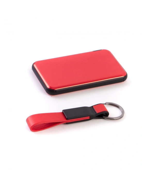 Kişiye Özel Powerbank - Metal Anahtarlık - Dragee - Kırmızı