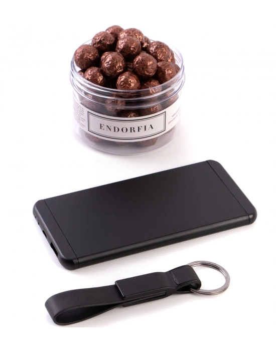 Kişiye Özel Powerbank - Metal Anahtarlık - Dragee - Siyah
