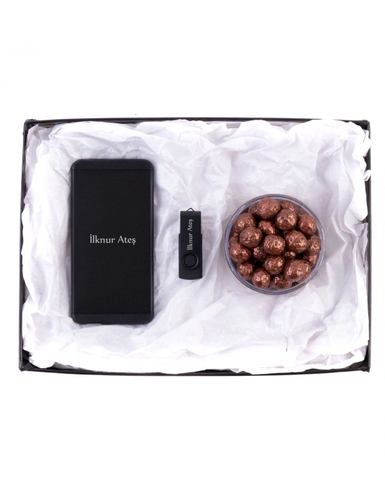 Kişiye Özel Powerbank Siyah - 32 GB USB Bellek Siyah - Dragee