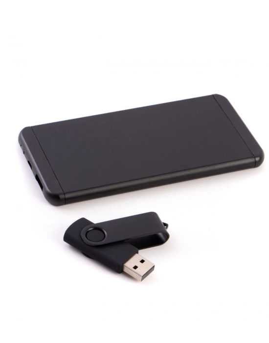 Kişiye Özel Powerbank Siyah - 32 GB USB Bellek Siyah - Dragee