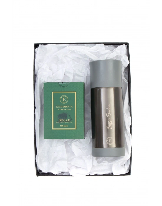 Kişiye Özel Sızdırmaz Termos Gümüş - Decaf Kafeinsiz Kahve 100 Gr