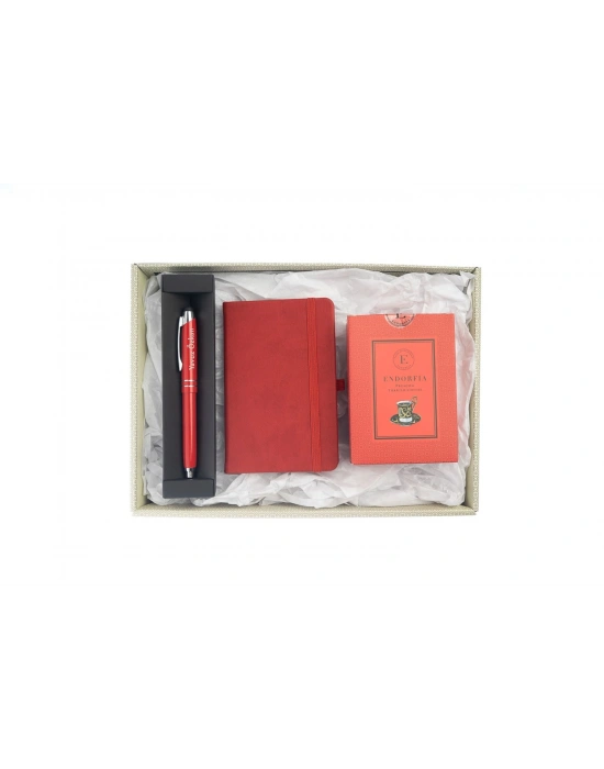 Kişiye Özel Termoderi  Defter Doktor Kalemi Türk  Kahvesi Kırmızı