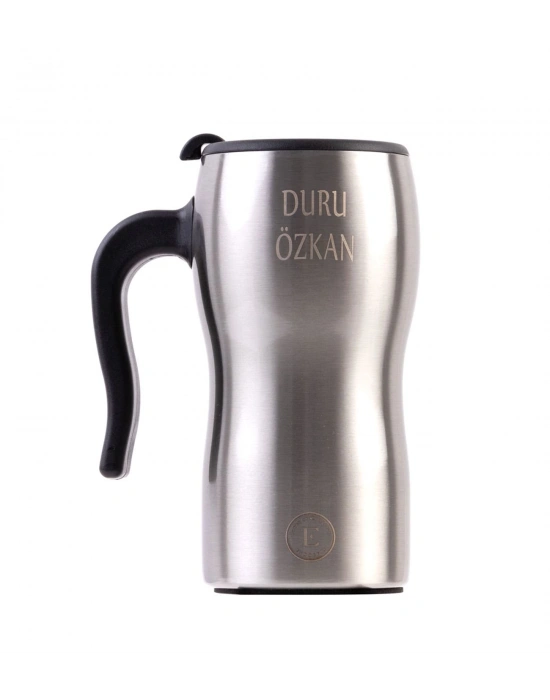 Kişiye Özel Termos Gümüş Bardak - Premium Kahve