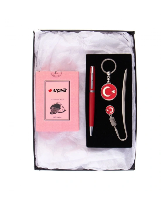 Premium Kahve Pembe - Ayyıldız Kalem Seti - Vip Kurumsal Hediye