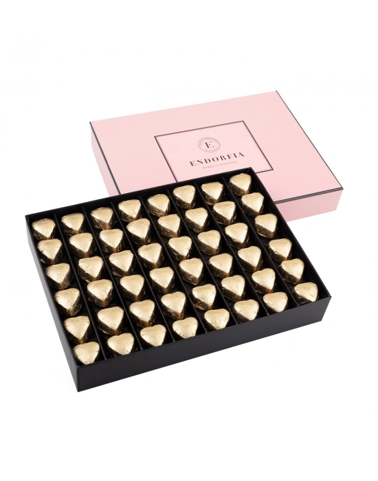 Single Maxi Fıstıklı Kalp Çikolata Gold-Pembe
