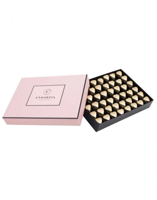 Single Maxi Fıstıklı Kalp Çikolata Gold-Pembe
