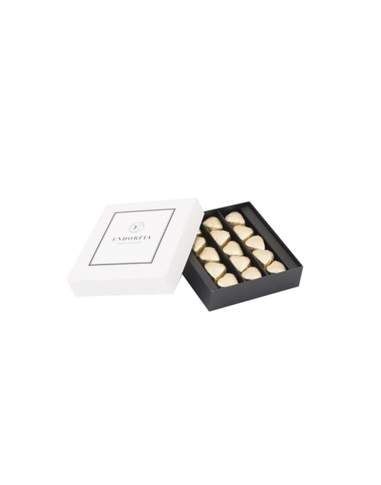 Single Modern Fıstıklı Kalp Çikolata Gold-Beyaz