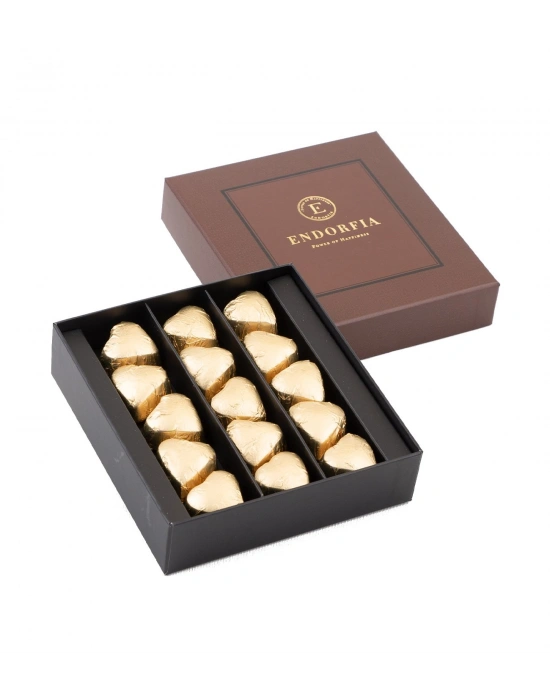 Single Modern Fıstıklı Kalp Çikolata Gold-Kahverengi