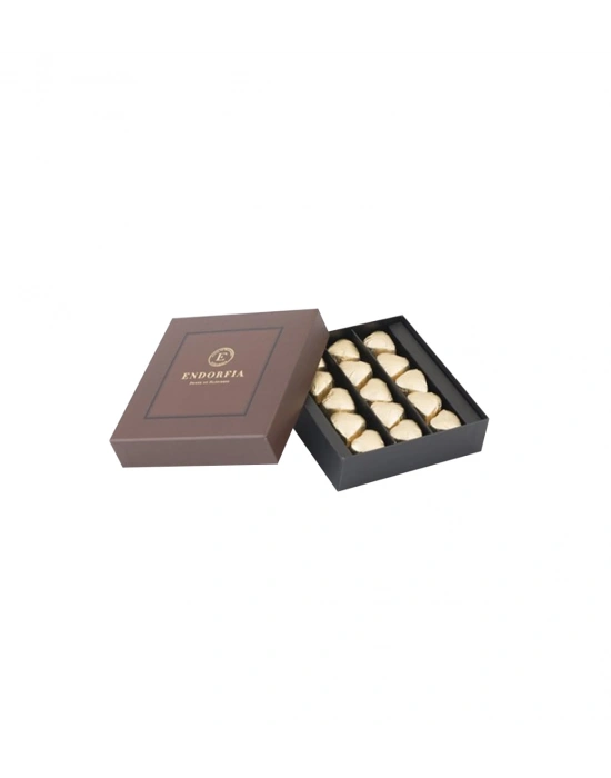 Single Modern Fıstıklı Kalp Çikolata Gold-Kahverengi
