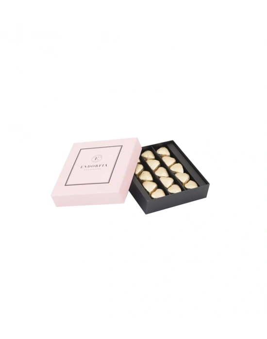 Single Modern Fıstıklı Kalp Çikolata Gold-Pembe