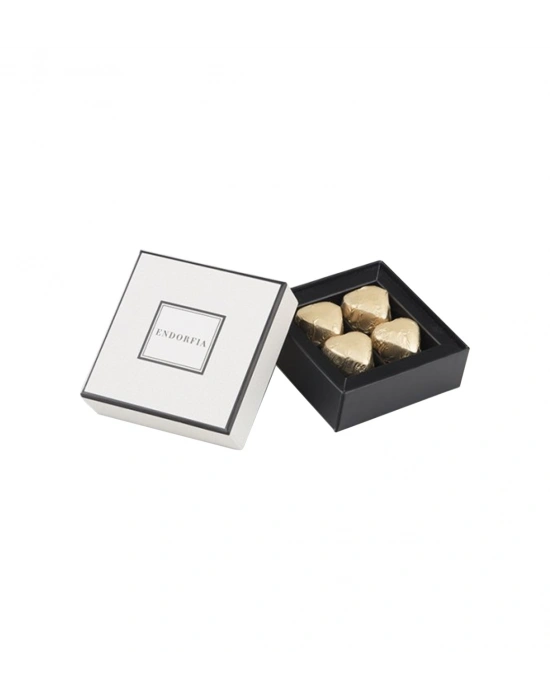 Single Small Fıstıklı Kalp Çikolata - Gold-Beyaz