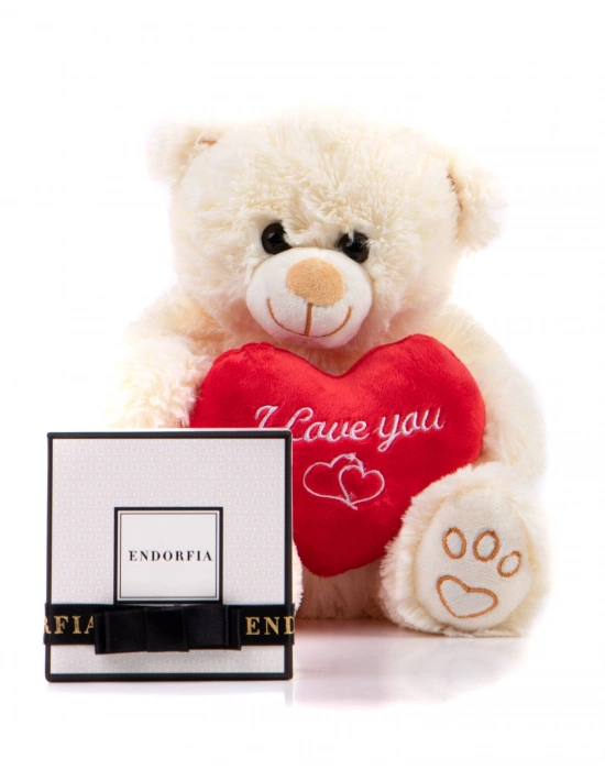 Single Small Minik Kalpli Beyaz Ayıcık & Fıstıklı Kalp Çikolata