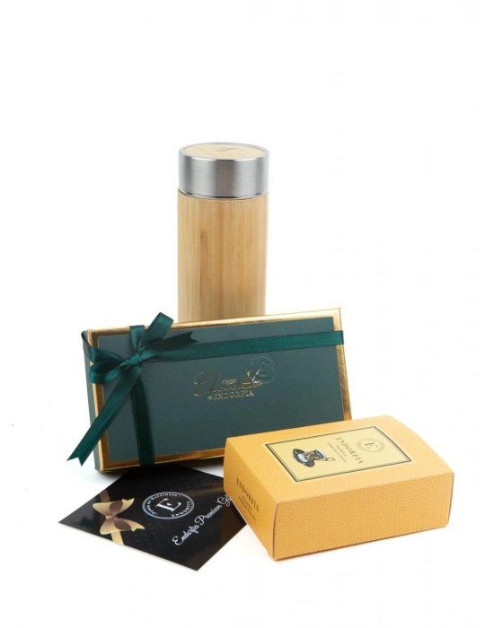 Sızdırmaz Bambu Termos - Yılbaşı Çikolata Kutusu Madlen Mix - Endorfia Premium 100 Gr Türk Kahvesi