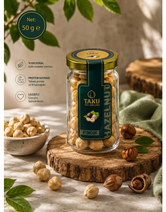 TAKU Çifte Kavrulmuş Fındık 50 gr Cam Kavanoz
