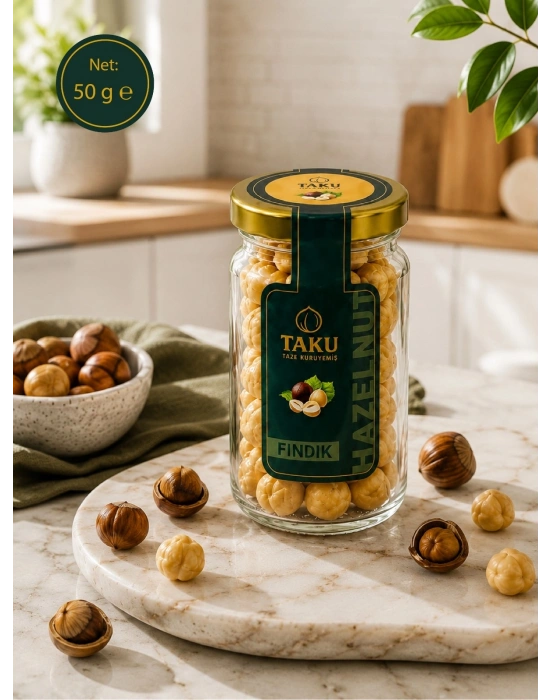 TAKU Çifte Kavrulmuş Fındık 50 gr Cam Kavanoz