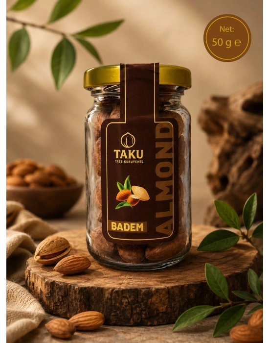 TAKU Kavrulmuş Badem 50 gr Cam Kavanoz