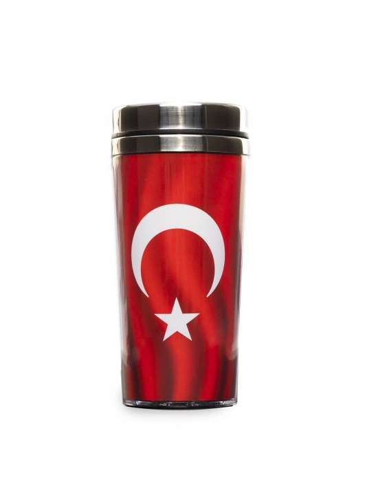 Türk Bayrağı Tasarımlı Termos Endorfia Kahveli Hediye Kutusu