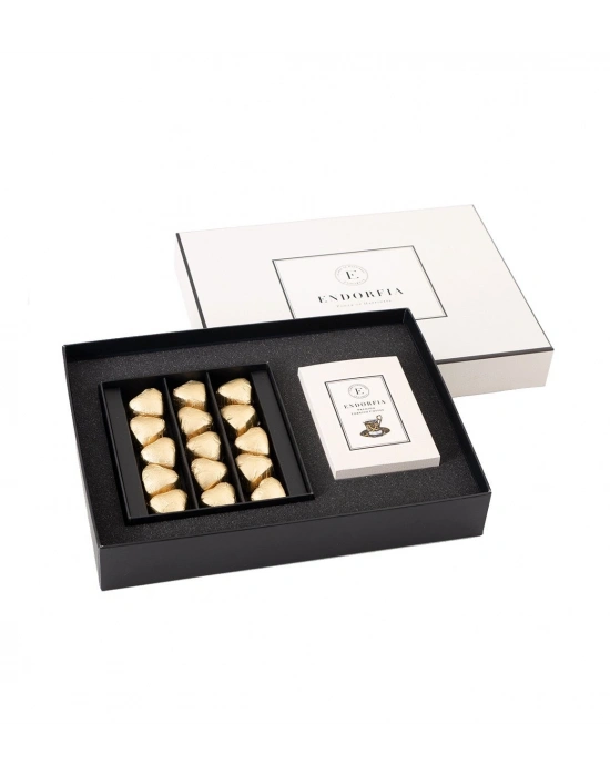 Twin Premium Fıstıklı Kalp Çikolata & Kahve Gold-Beyaz