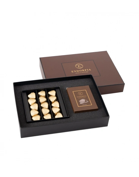 Twin Premium Fıstıklı Kalp Çikolata & Kahve Gold-Kahverengi