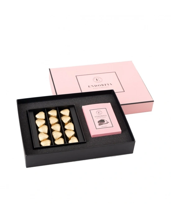 Twin Premium Fıstıklı Kalp Çikolata & Kahve Gold-Pembe