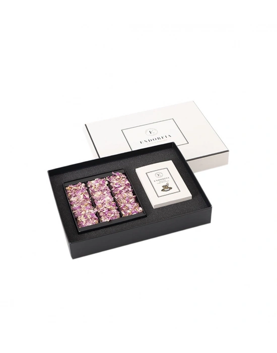 Twin Premium Gül Yapraklı Güllü Lokum & Kahve - Beyaz