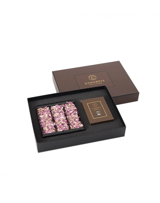 Twin Premium Gül Yapraklı Güllü Lokum & Kahve - Kahverengi
