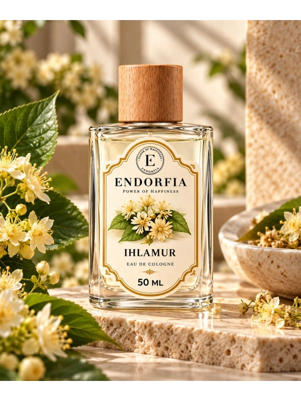 50 ML Ihlamur Cam Şişe Ahşap Kapak Kolonya