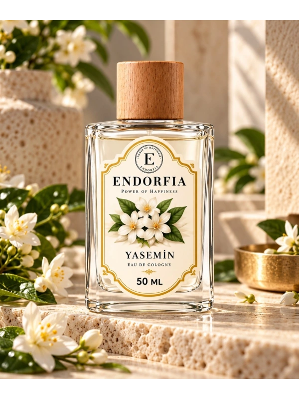 50 ML Yasemin Cam Şişe Ahşap Kapak Kolonya