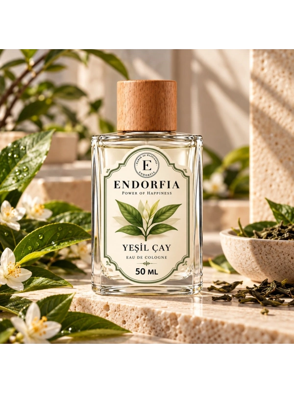 50 Ml Yeşilçay Cam Şişe Ahşap Kapak Kolonya