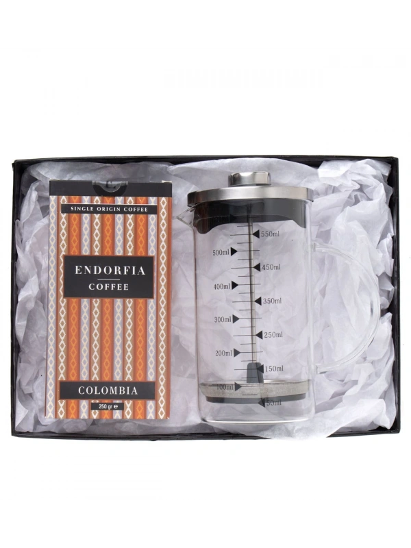 Borosilikat 600 Ml French Press ve 100 gr Kolombia Kahve